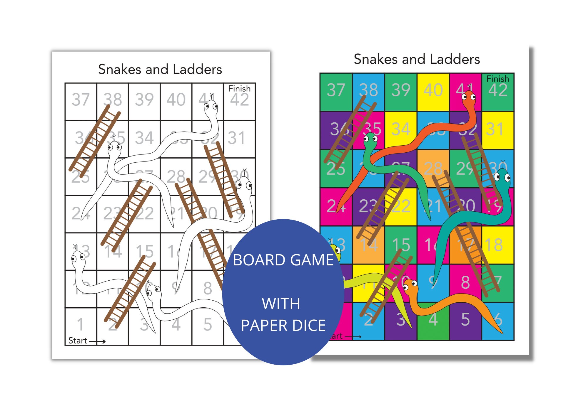 Snakes and Ladders Board Game for Kids: Children Can Play Snakes