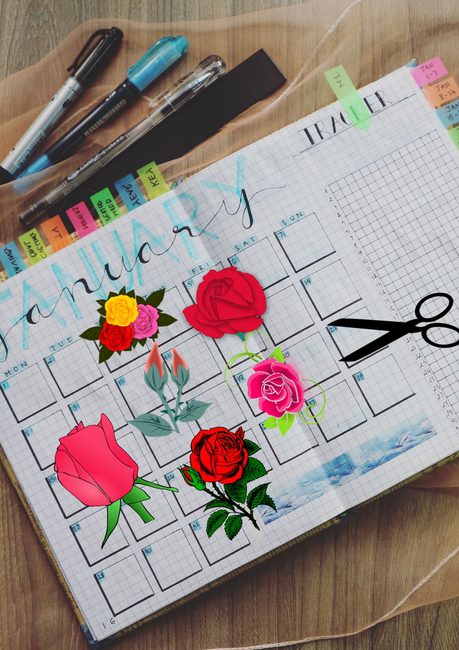 Printable Rose Sticker Sheet Printable Stickers Daily - Etsy