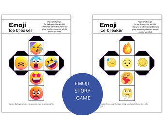 Emoji icebreaker game, Fun printable activity, Emoji party game, Story game emoji signs, Emoji puzzle, Printable game with friends