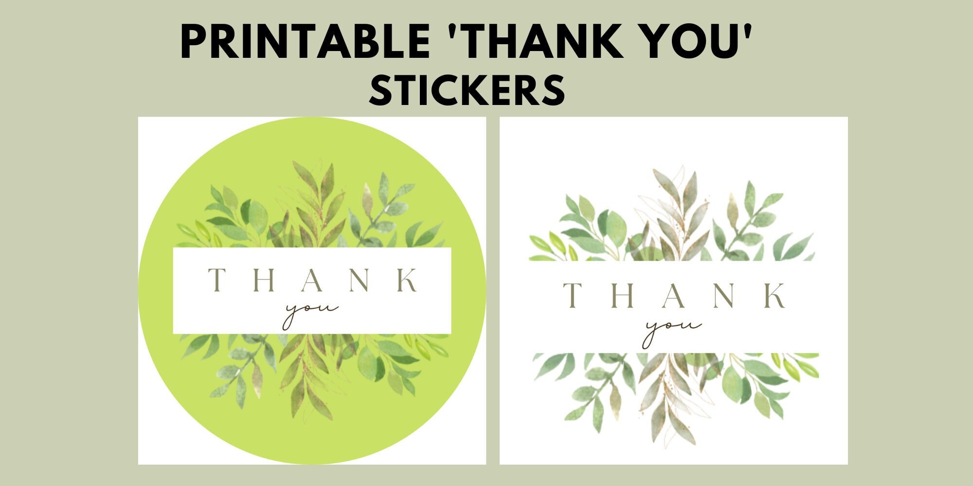 Thank You Round Labels, Watercolour Greenery Template, Printable Thank ...
