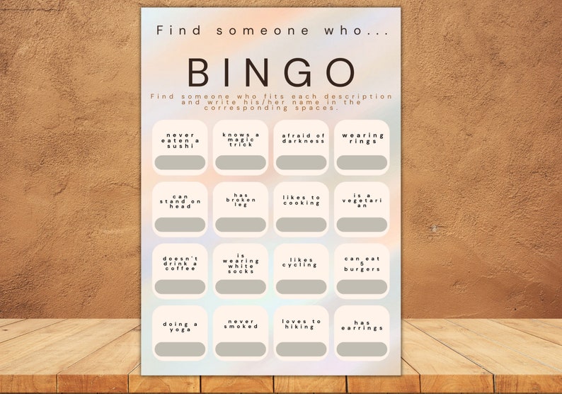 Get to Know You Bingo Game, Icebreaker Game, Printable Board Game, Name Game, Party Games Etsy