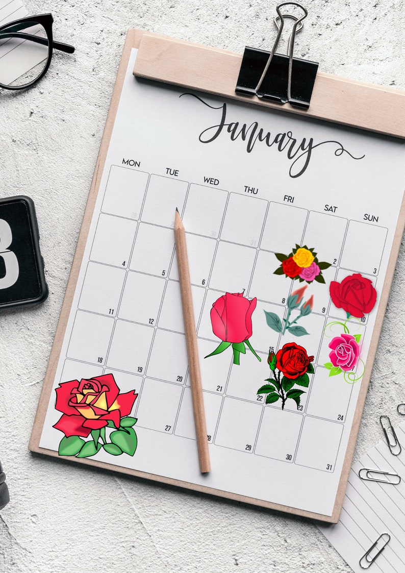 Printable Rose Sticker Sheet Printable Stickers Daily - Etsy