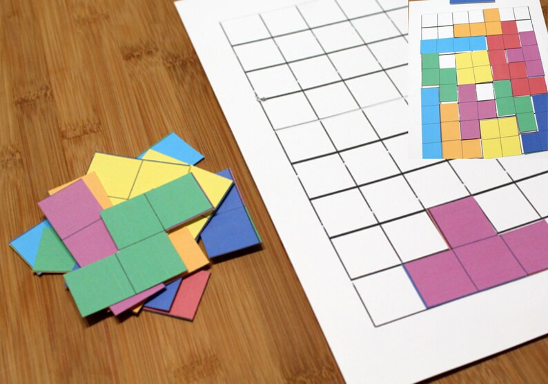 Tetris Printable Game, Tetris Puzzle, Educational Game, Kids Activity, Printable Board Game