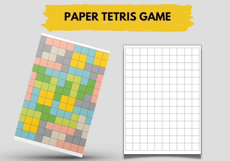 Tetris Printable Game, Tetris Puzzle, Educational Game, Kids Activity, Printable Board Game