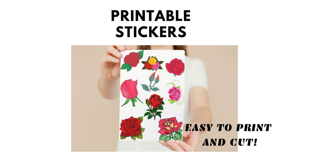 Printable Rose Sticker Sheet, Printable Stickers, Daily Journal Stickers, Floral Stickers - Etsy
