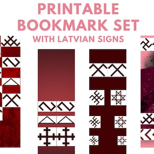 Latvian signs bookmark set, Latvian ornaments, Printable bookmarks with Latvian symbols, Digital bookmark design, Latvian sign pattern image 3