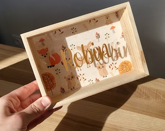 Personalized wooden piggy bank