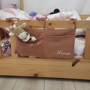 Personalized baby bed storage/Doudou and pacifier storage/Personalized bed organizer/Bed pouch/Birth gift