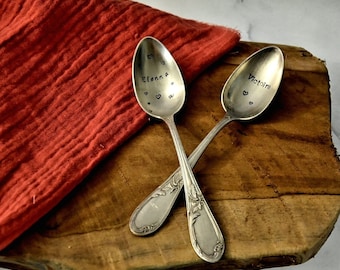 Engraved silver metal spoon to personalize - Occasions: wedding, baptism, pregnancy, birthday, Mother's Day, Grandma's Day