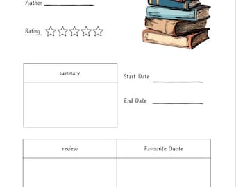 Printable Book Review Template - A4 Journal for Book Clubs (Digital Download)