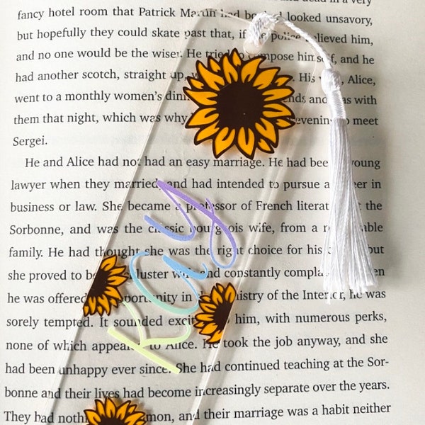 sunflower bookmark- personalised / bridesmaid gift / birthday gift /floral bookmark / get well soon gift/ custom bookmark /teacher bookmark