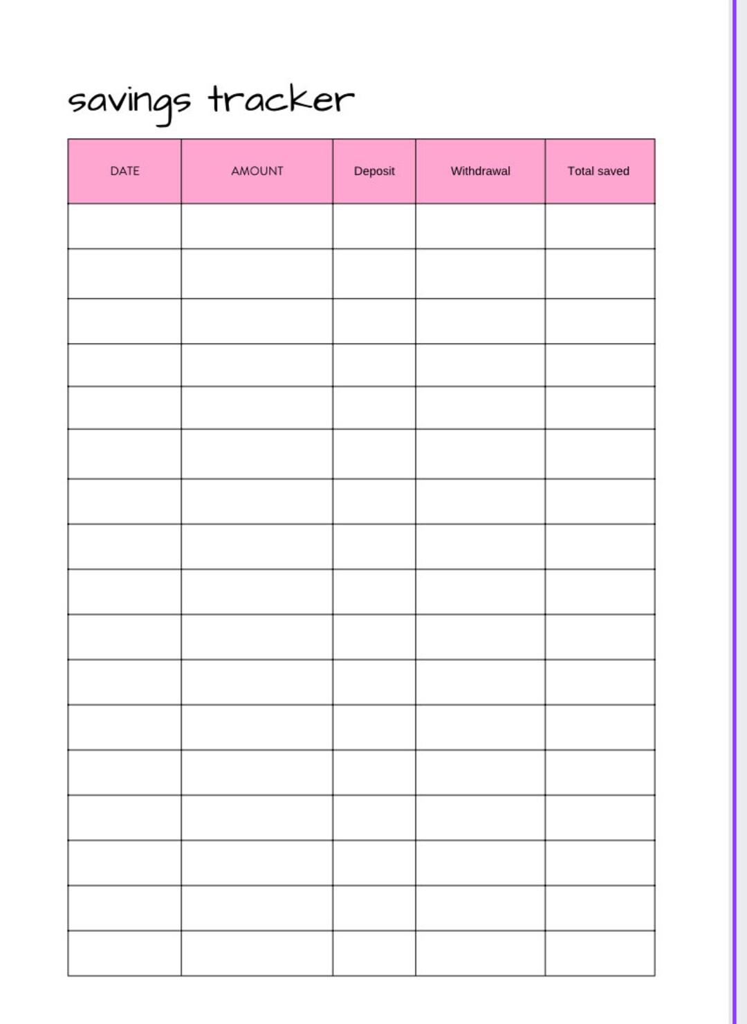 Savings Tracker Printable / A6 Size /savings Planner/ Savings Tracker / Cash Stuffing / Savings ...