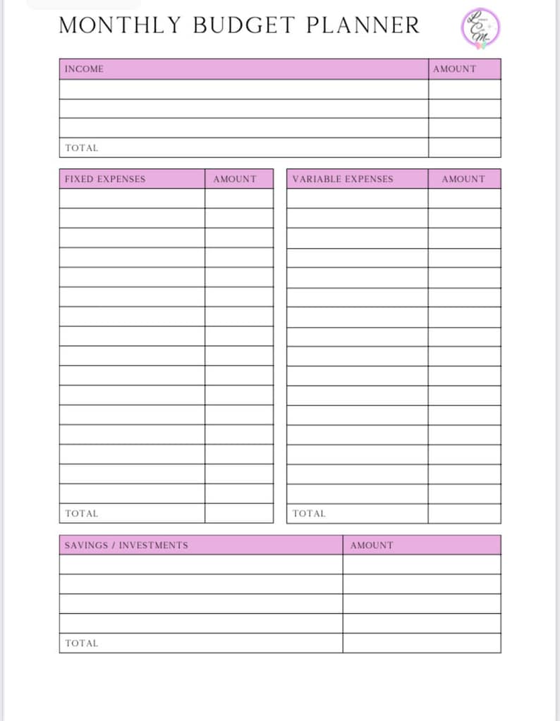 Monthly Budget Planner A4 Size Printable / Budget Income and - Etsy UK