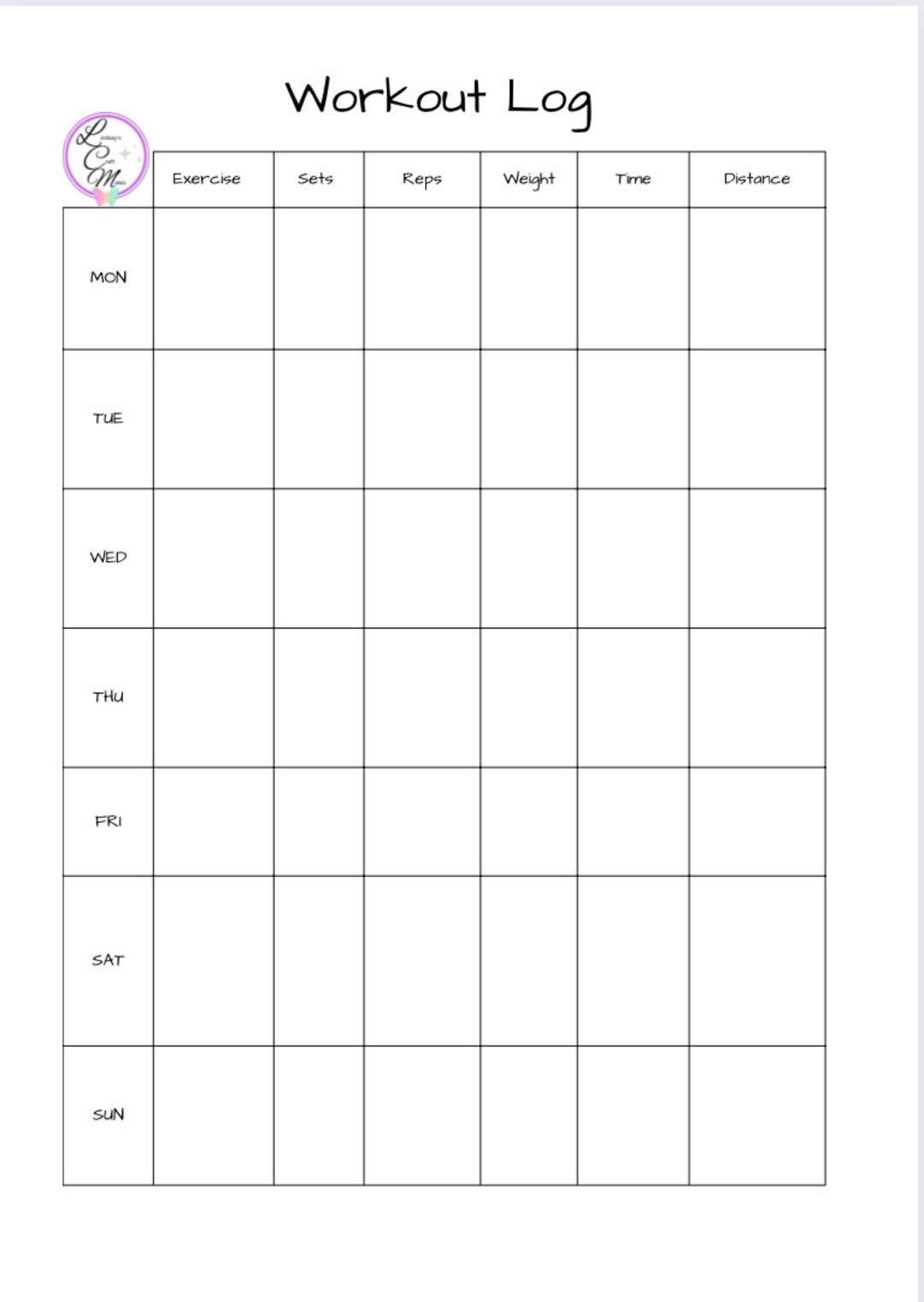 Printable Workout Log / Workout Tracker / Workout Planner - Etsy