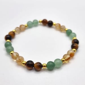 Luck and Prosperity Bracelet. Citrine - Green Aventurine - Tiger's Eye. Healing Crystal Bracelet. Stretch Bracelet.