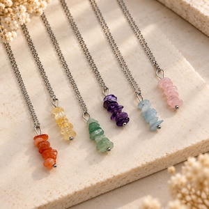 Natural Crystal Necklace | Crystal Jewellery | Stainless Steel chain 45cm