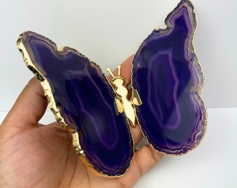 XLARGE Natural Agate Butterfly, Gold Agate Butterfly, Crystal Gift, Crystal Ornaments, Healing Crystals.