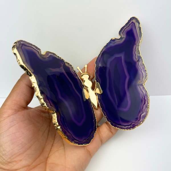 XLARGE Natural Agate Butterfly, Gold Agate Butterfly, Crystal Gift, Crystal Ornaments, Healing Crystals.