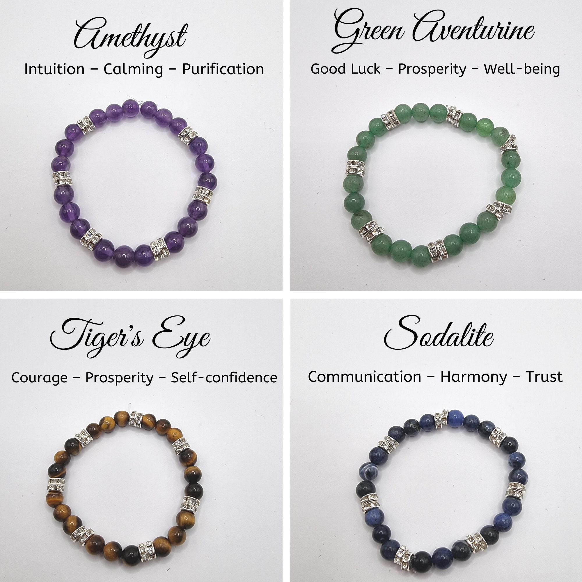 Healing Crystal Bracelet. Natural Gemstone Bead Bracelet - Etsy UK
