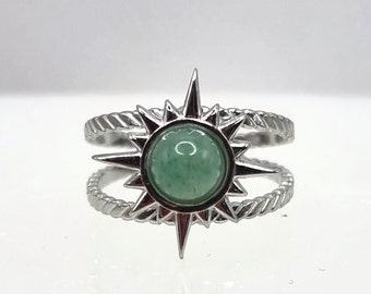 Sun Crystal Ring. Healing Crystal Ring. Adjustable Rings. Silver Ring. Birthday Gift. Gift for Her.