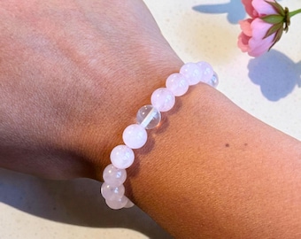 Rose Quartz Crystal Bracelet | 8mm Gemstone, Emotional Healing