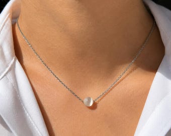 Natural Selenite Bead Necklace: Minimalist Crystal Healing Jewellery