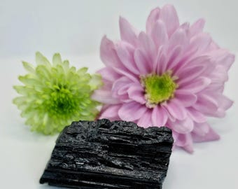 Raw Black Tourmaline Crystal. Healing Crystal. Natural Gemstone.