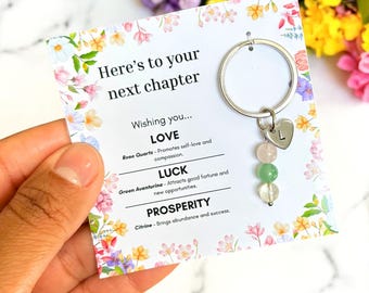 Portachiavi personalizzato con cristalli - Regalo per un nuovo capitolo, ciondolo con iniziale