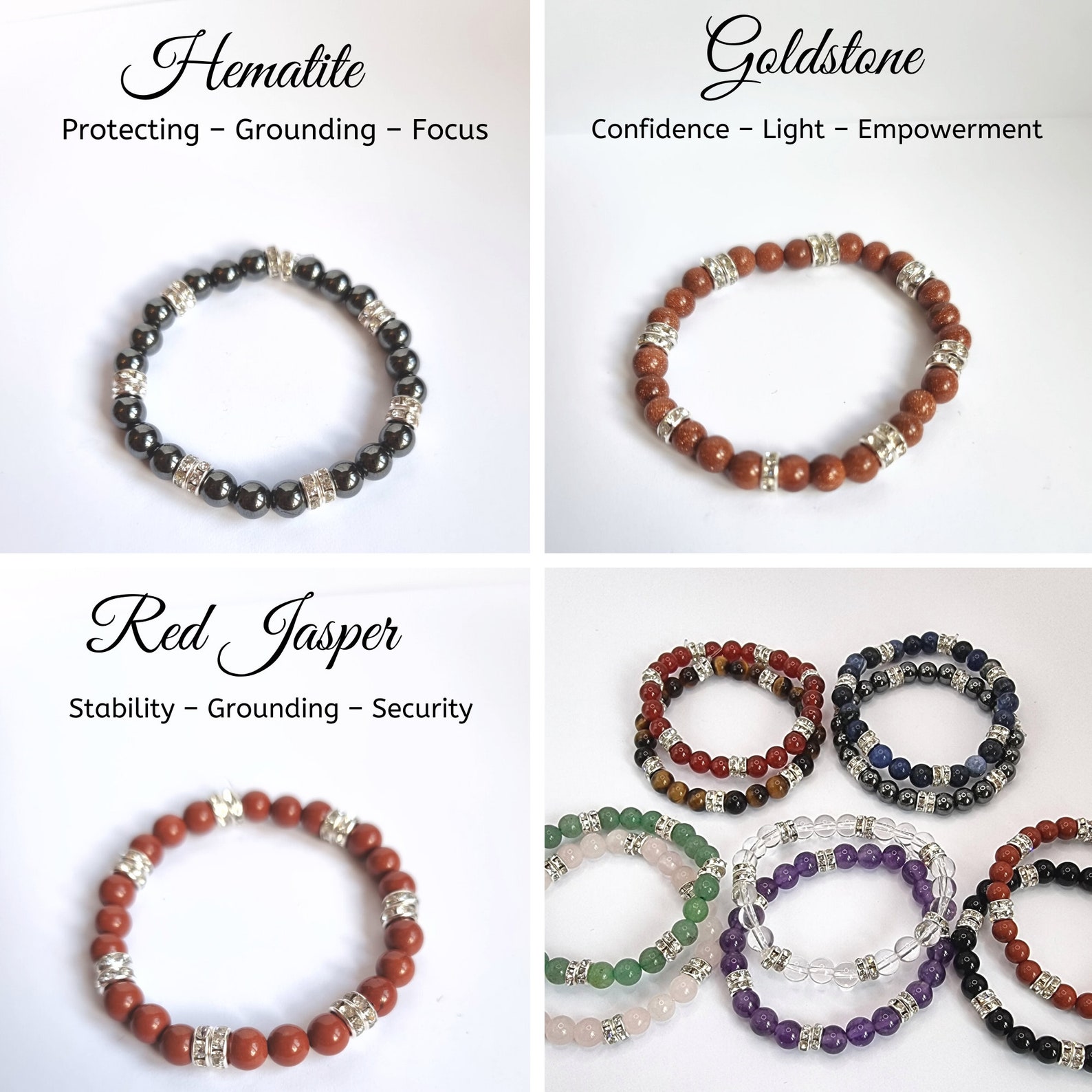 Healing Crystal Bracelet. Natural Gemstone Bead Bracelet - Etsy UK