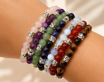 Kristall Armband | Echte Edelstein Perlen Armband | Benutzerdefinierte Schmuck