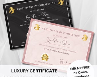 Editable Training Certificate Template, Canva Completion Certificate (Digital Download)
