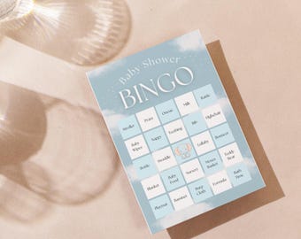 Blue Baby Shower Bingo A5 Print Out Card