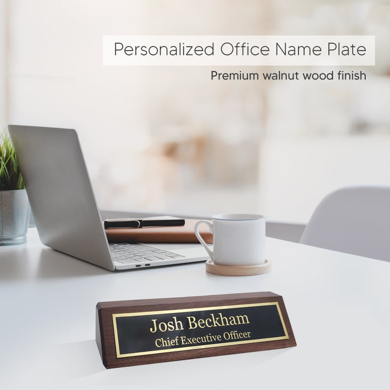 Elegant Wood Name Plate for Desk Custom Desk Name Plate Personalized