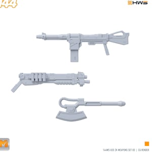 144WS-033 ZKウェポンセット03（武器3種セット）1/144。1/144スケールモデルキット用の3Dレジンパーツ。