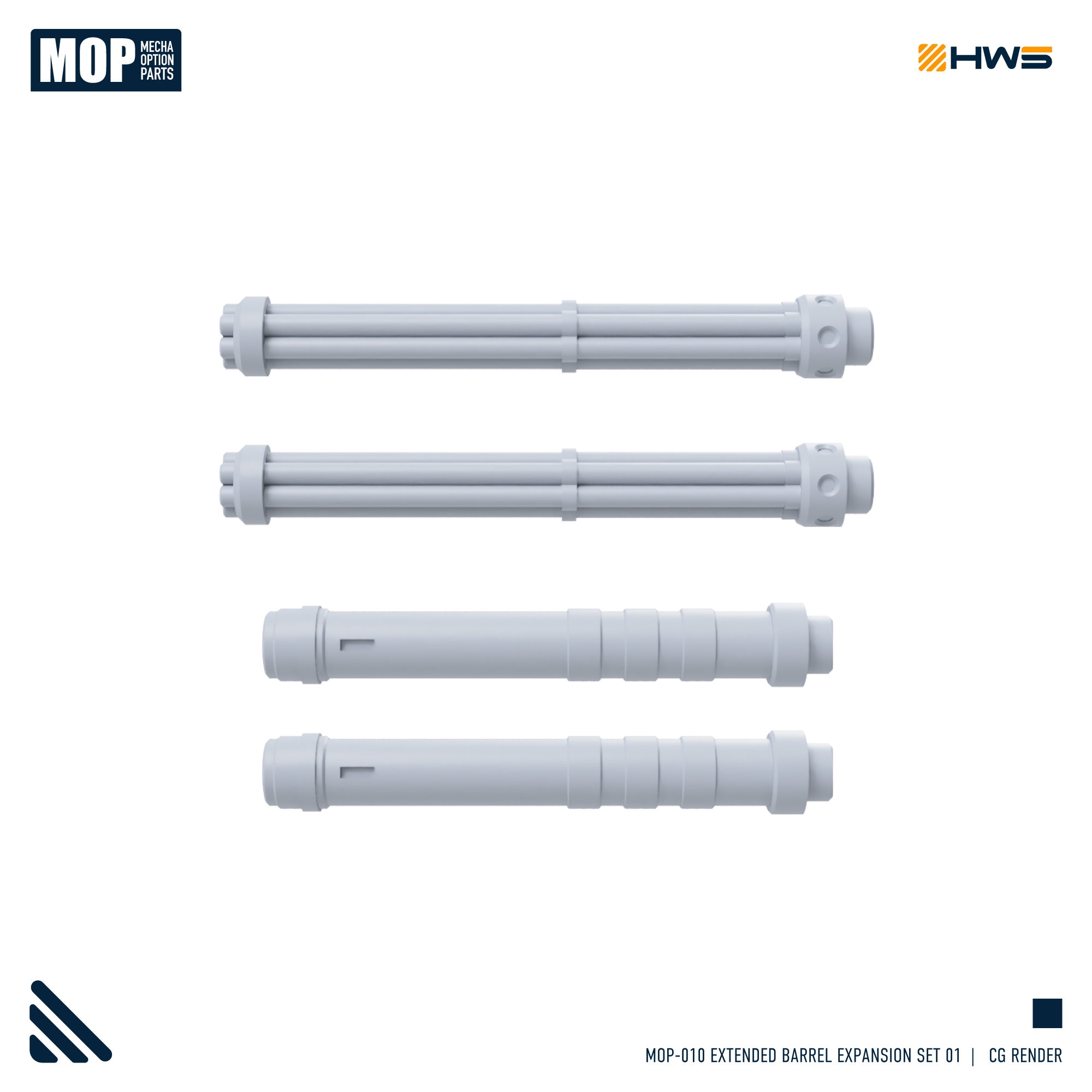 MOP-010 Extended Barrel Expansion Set 01 1/144. 3D Resin Accessories For HG Mecha Model Kits.