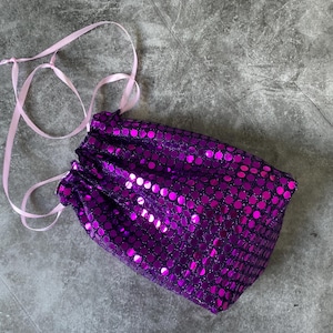 Sparkly Purple Reticule Handbag Regency Drawstring Purse
