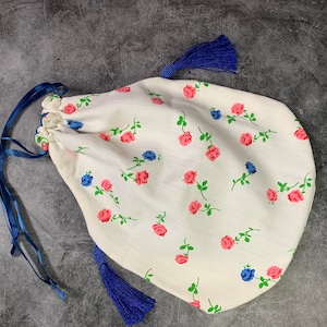 Floral Off-White Reticule Handbag Regency Drawstring Purse