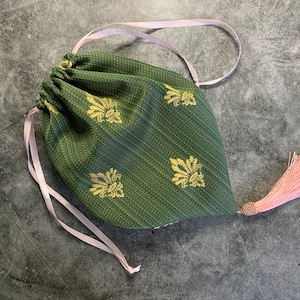 Mini Green Reticule Handbag Regency Drawstring Purse