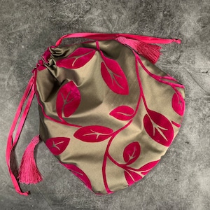 Bronze and Pink Reticule Handbag Regency Drawstring Purse