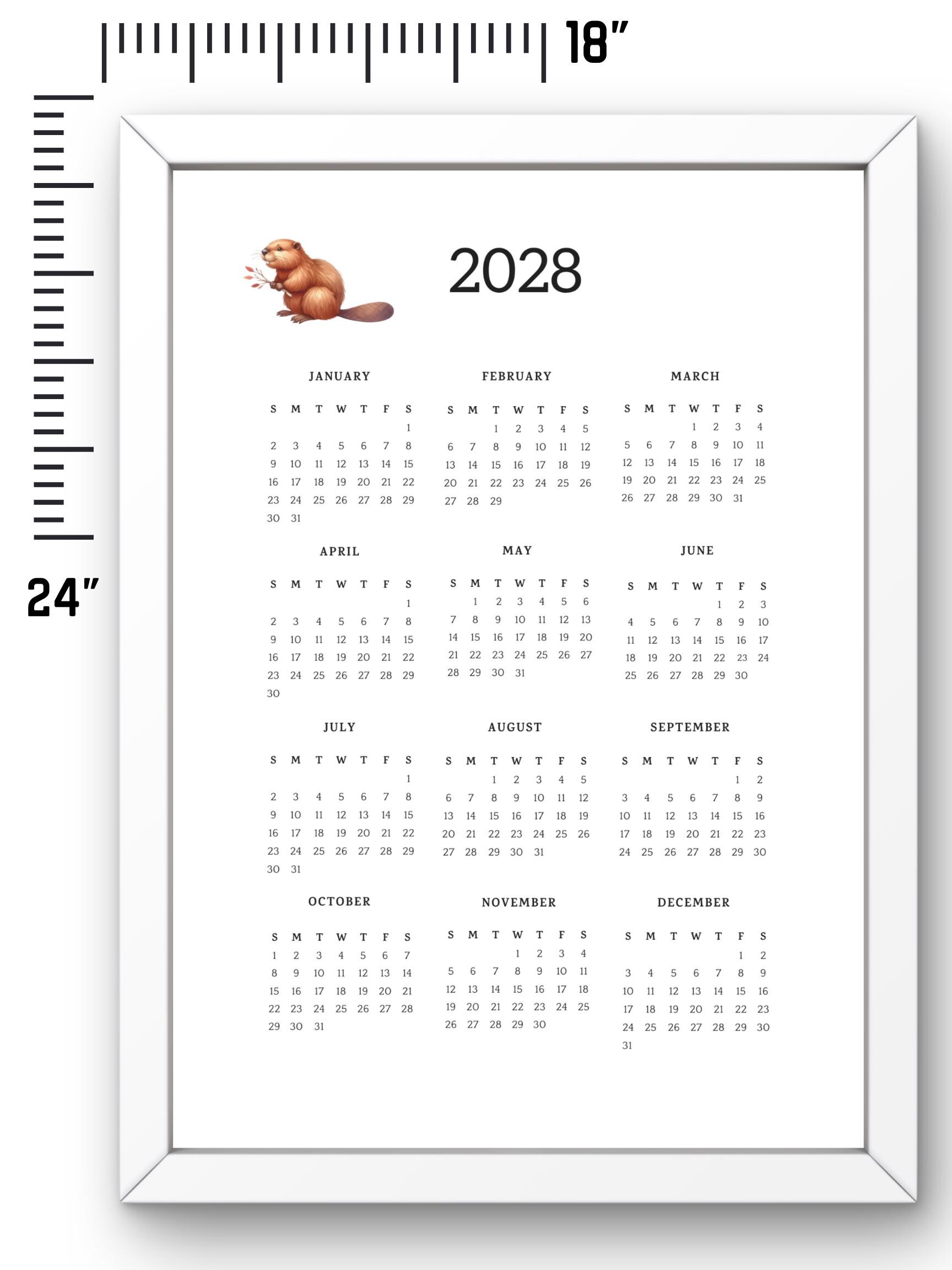 Six Year Calendar Oversized Wall Calendar Cute Woodland Calendar