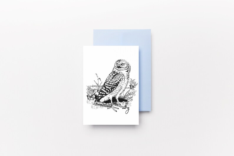 Barn Owl Art, Cute Owl Print, Small Animal Card, Wildlife Cards, Owl Artwork, Spotted Owl, Great Horned Owl, Barred Owl, Greeting Cards image 3