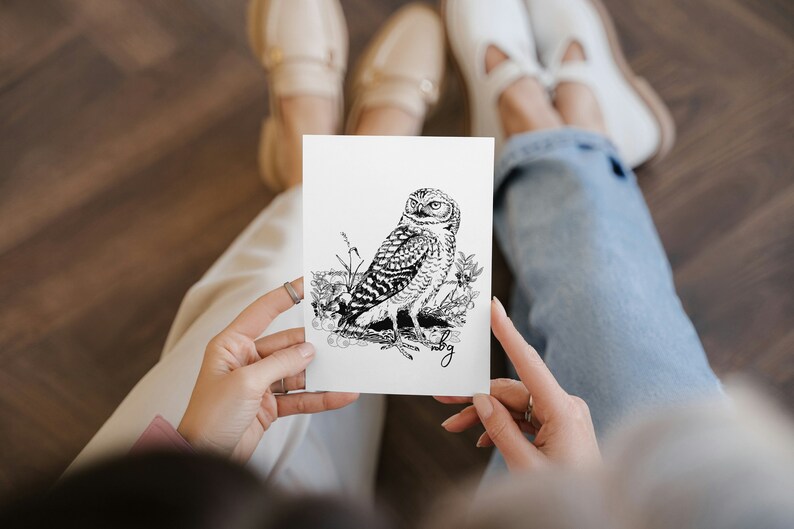 Barn Owl Art, Cute Owl Print, Small Animal Card, Wildlife Cards, Owl Artwork, Spotted Owl, Great Horned Owl, Barred Owl, Greeting Cards image 8
