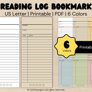 Reading Log Bookmark Library Card Reading Log Reading - Etsy