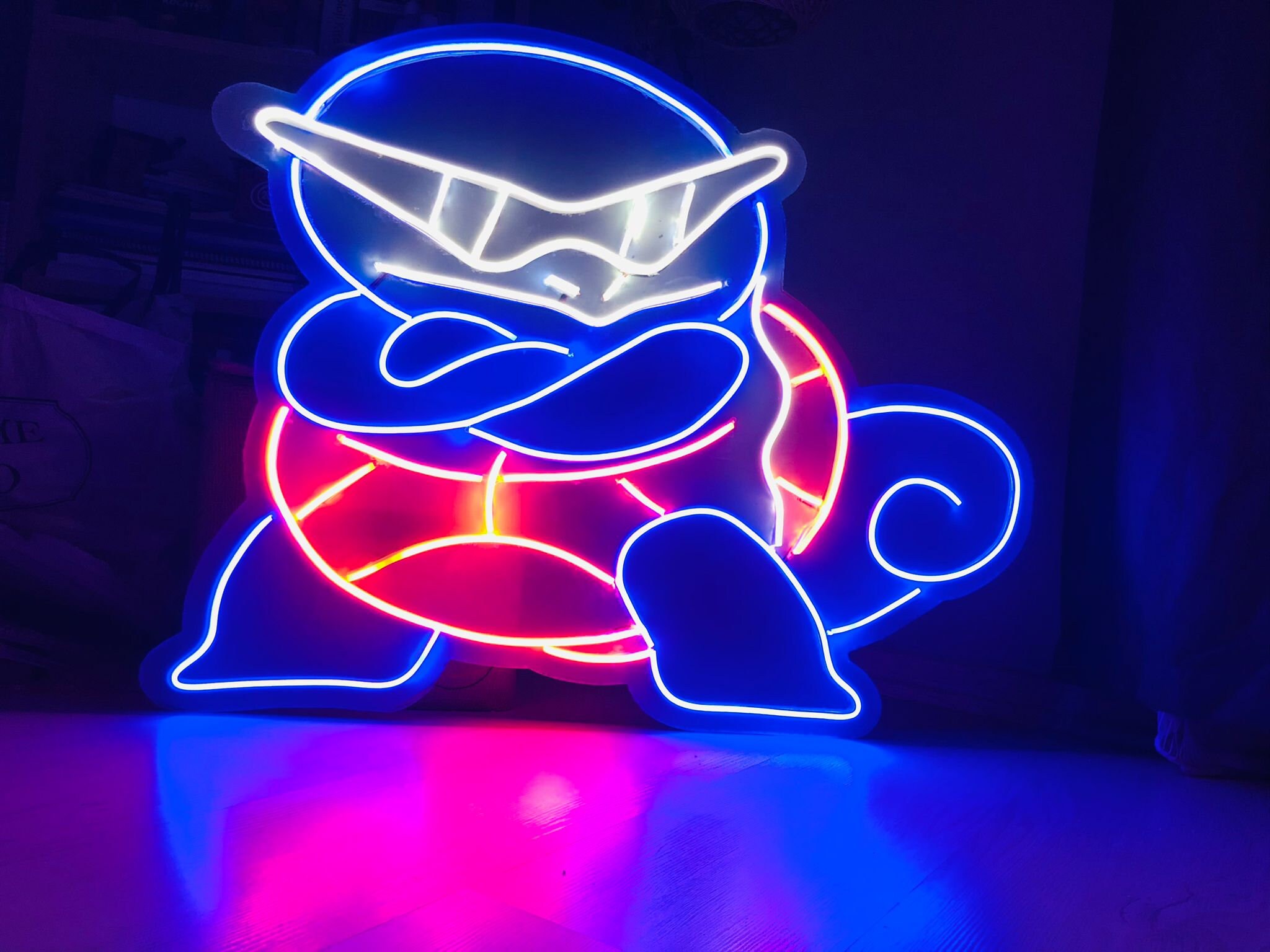 Pokemon Squirtle Neon Sign Kids Room Neon Sign Pokemon Squirtle Wall