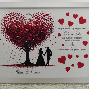 Geldgeschenk zur Hochzeit Hochzeitsgeschenk personalisierbar mit bereits ausgeschnittenen Herzen Bild 4