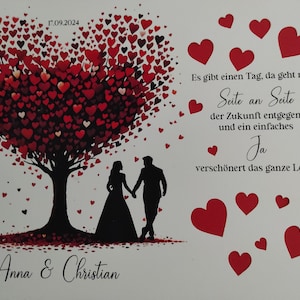 Geldgeschenk zur Hochzeit Hochzeitsgeschenk personalisierbar mit bereits ausgeschnittenen Herzen A4 Druck Ohne Rahmen