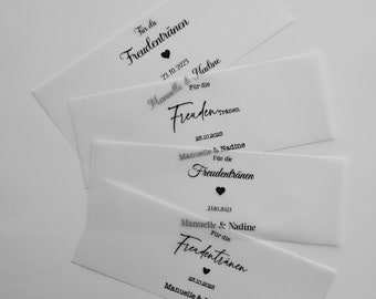Freudentränen Banderolen zur Hochzeit | personalisierbar mit Namen und Datum | aus Transparentpapier | DIY