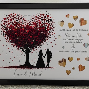 Geldgeschenk zur Hochzeit Hochzeitsgeschenk personalisierbar mit bereits ausgeschnittenen Herzen Bild 3