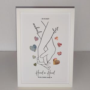 Hochzeitsgeschenk personalisiert mit Namen | Geldgeschenk zur Hochzeit | Hand in Hand | minimalistisch | Hochzeitstag | Jahrestag