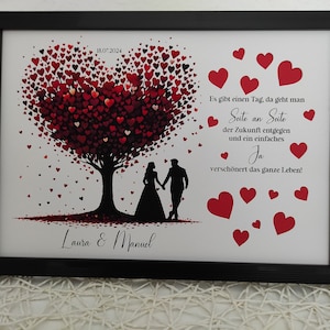 Geldgeschenk zur Hochzeit Hochzeitsgeschenk personalisierbar mit bereits ausgeschnittenen Herzen Bild 5